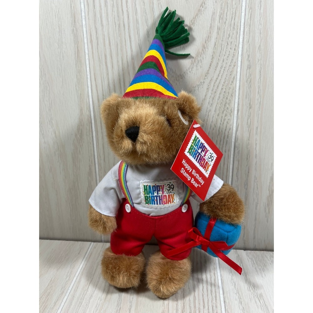 Happy Birthday Stamp Bear 2006 ELH Enterprises USA 39 USPS plush‎ teddy rainbow